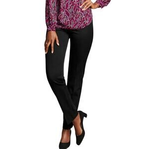 Talbots Black Straight Leg Stretch Trouser Pants Womens 4 High Rise Flat Front